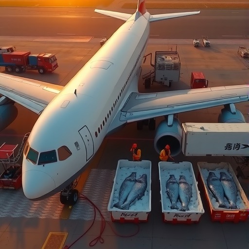 5月14日58吨智利三文鱼全货包机抵达郑州(图1)