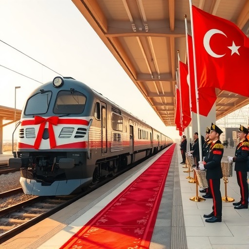土耳其为首列途经土耳其中欧班列举行隆重的接车仪式