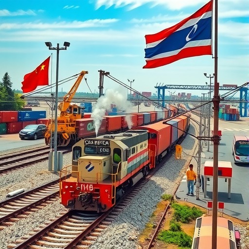 中老泰铁公海联运国际货运列车**发车