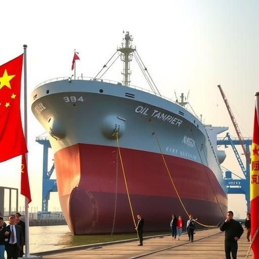 宁波民营航企投建*大吨位油船下水