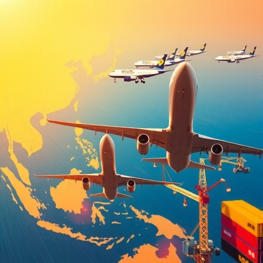 亚太地区的国际空运量占全球总量的 41%（欧美国家均有下降）(图1)