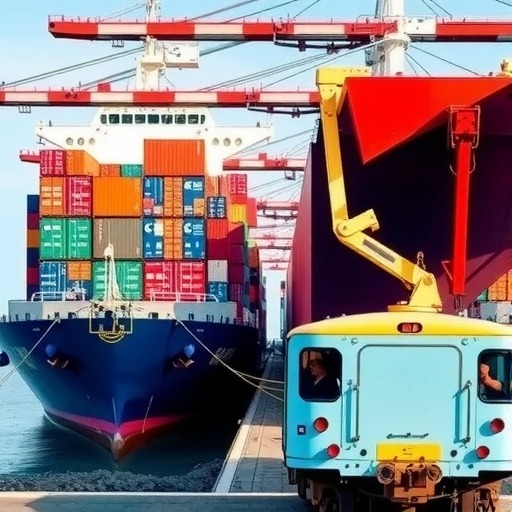 山东港口日照港率先试点铁路敞顶箱整列海运下水