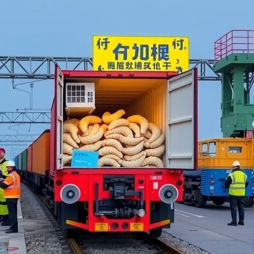 俄罗斯首票冷冻鸡爪乘中欧班列抵渝