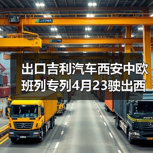 出口吉利汽车西安中欧班列专列4月23驶出西安国际港站